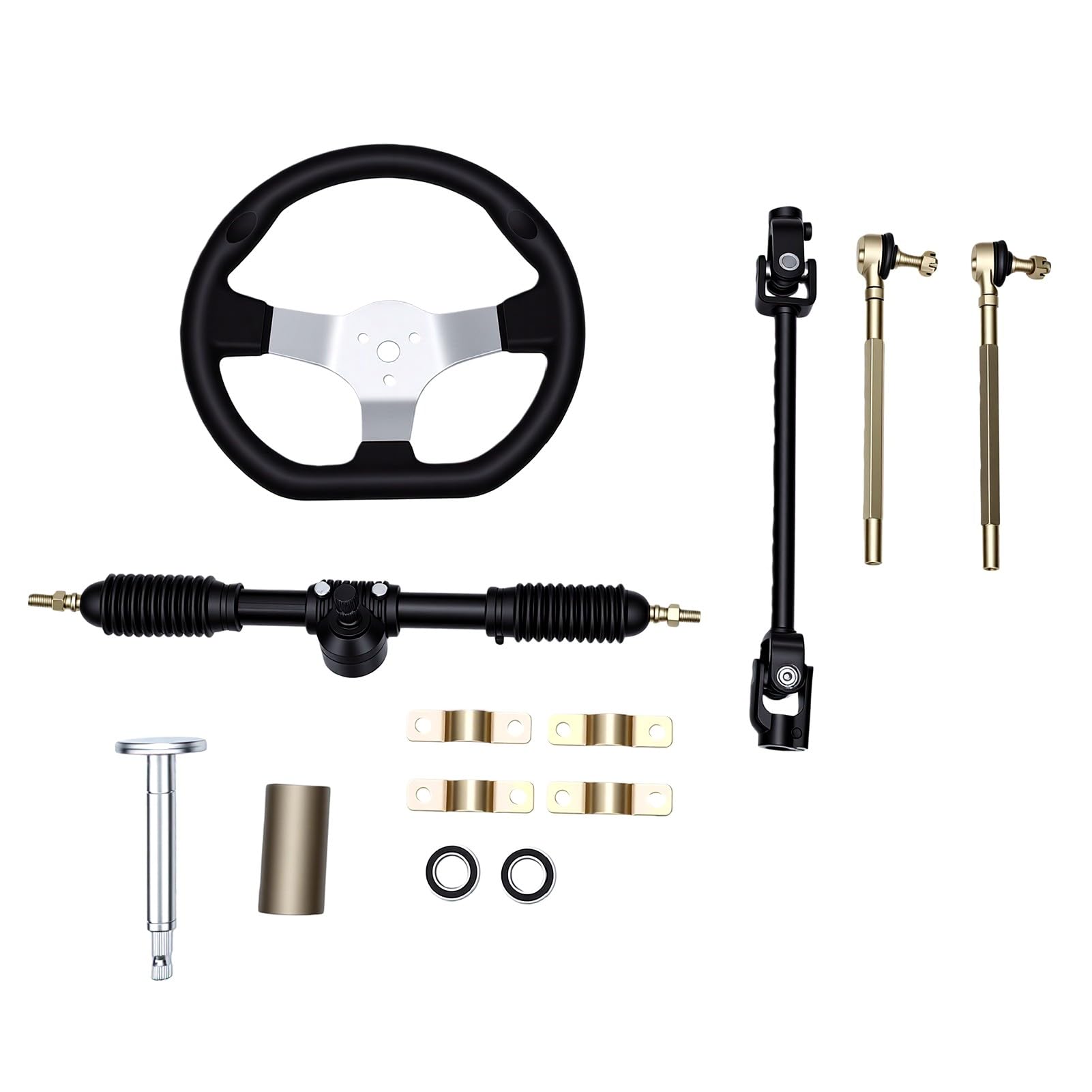 Bewinner Zestaw Kierownicy Go Kart 270 Mm z Wałem 380 Mm, Przekładnia