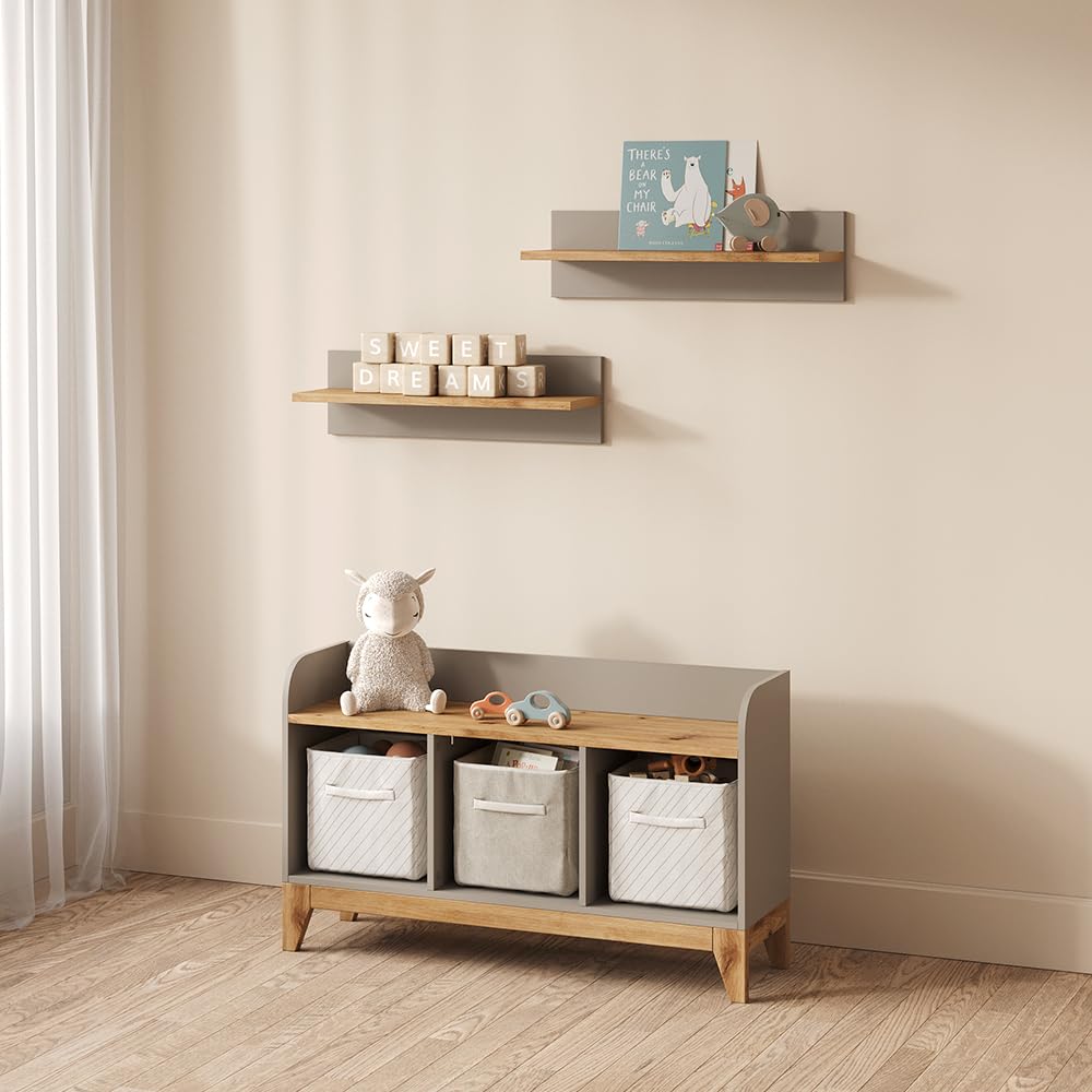 Livinity Panca per bambini Mailo, Cashmere/Artigianale, 107.2 x 63.8 cm XL con 3 cassettisoluzione pratica per organizzare i giocattoli