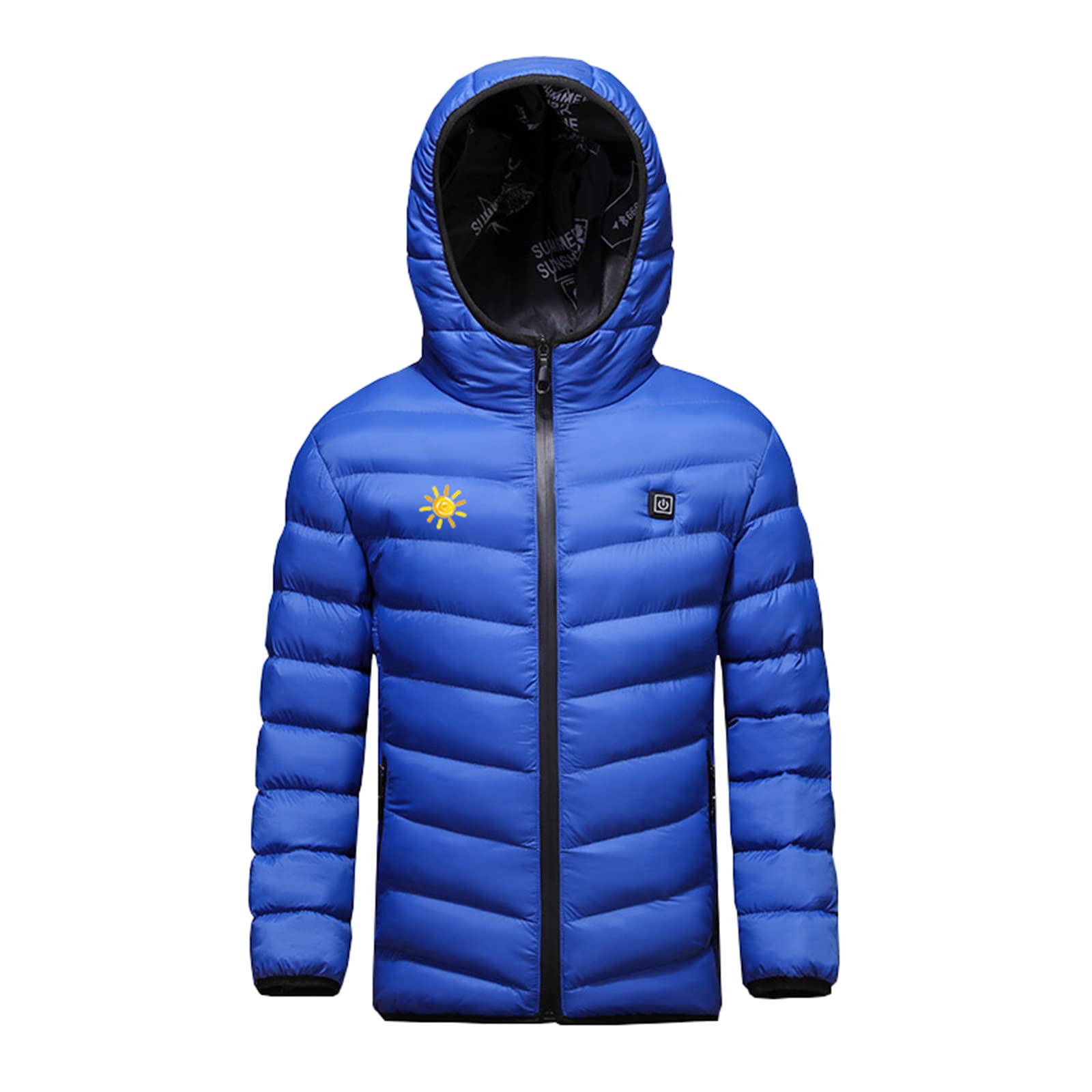 Veste Doudoune Chauffante Enfants Manteau USB Chauffant éLectrique Intelligent Blouson avec 3 Zones de Chauffage Jacket Imprimé Hiver Coupe-Vent Imperméable Vêtements Chauffants Lavable