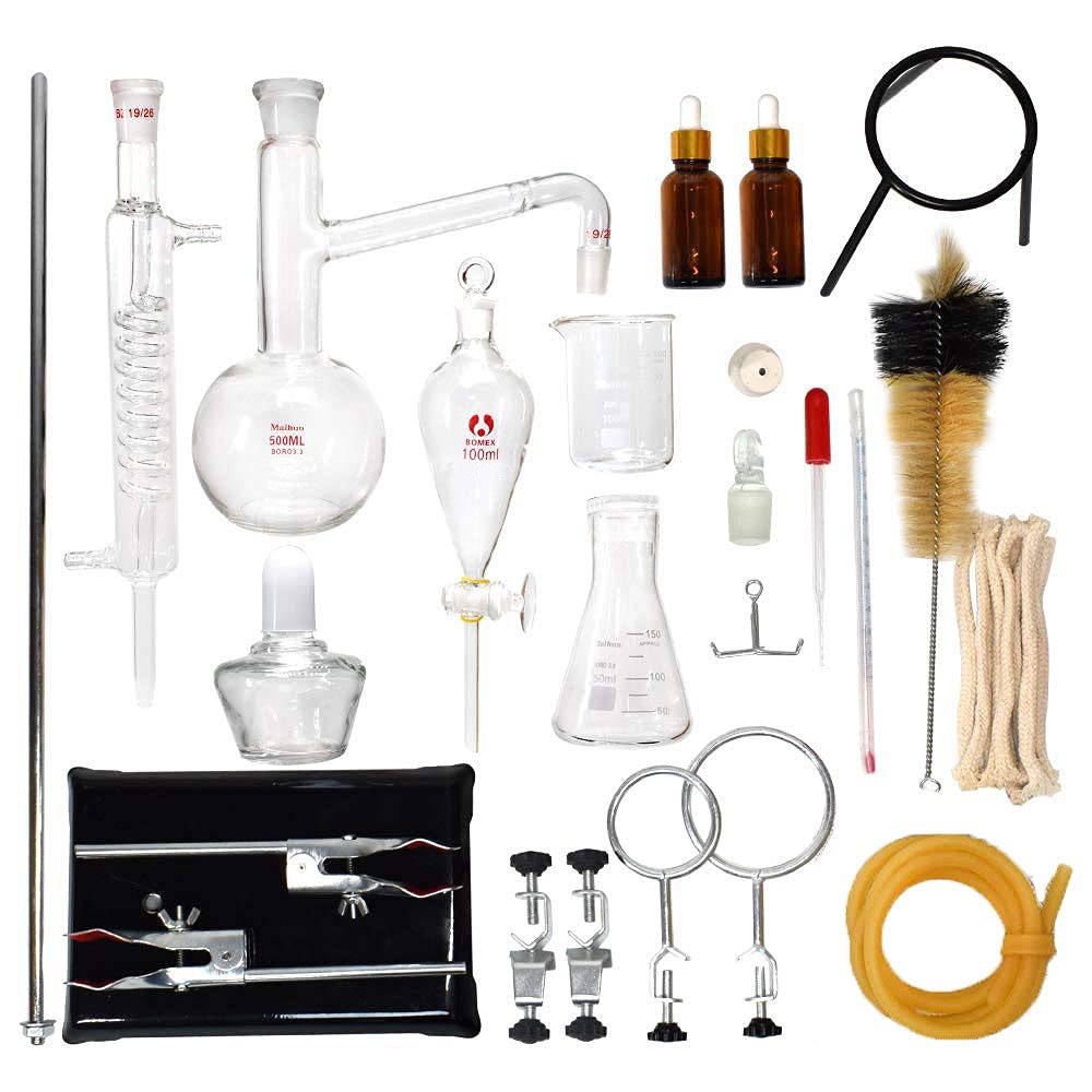 Kit de cristalería de laboratorio 500ml química cristalería Aparato de destilación para el hogar