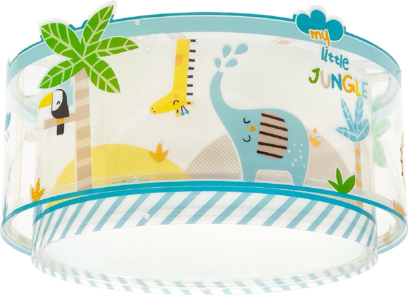 Plafoniera per bambini Dalber My Little Jungle, "I miei piccoli animali della giungla", plafoniera per bambini, 76116M, E27-2 x 15W