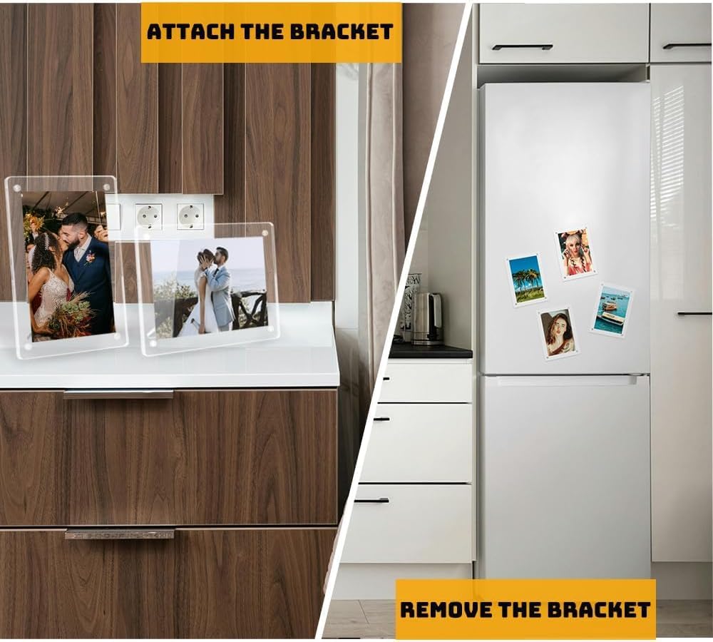 PICASSO SIGNAGE Mini Magnetic Acrylic Photo Frame 2.36x3.54 Inch | Double-Sided Clear Display | With Stand for Desk & Fridge | Instax Polaroid Mini Film Frame | Home Office Decor (Pack of 1) 2