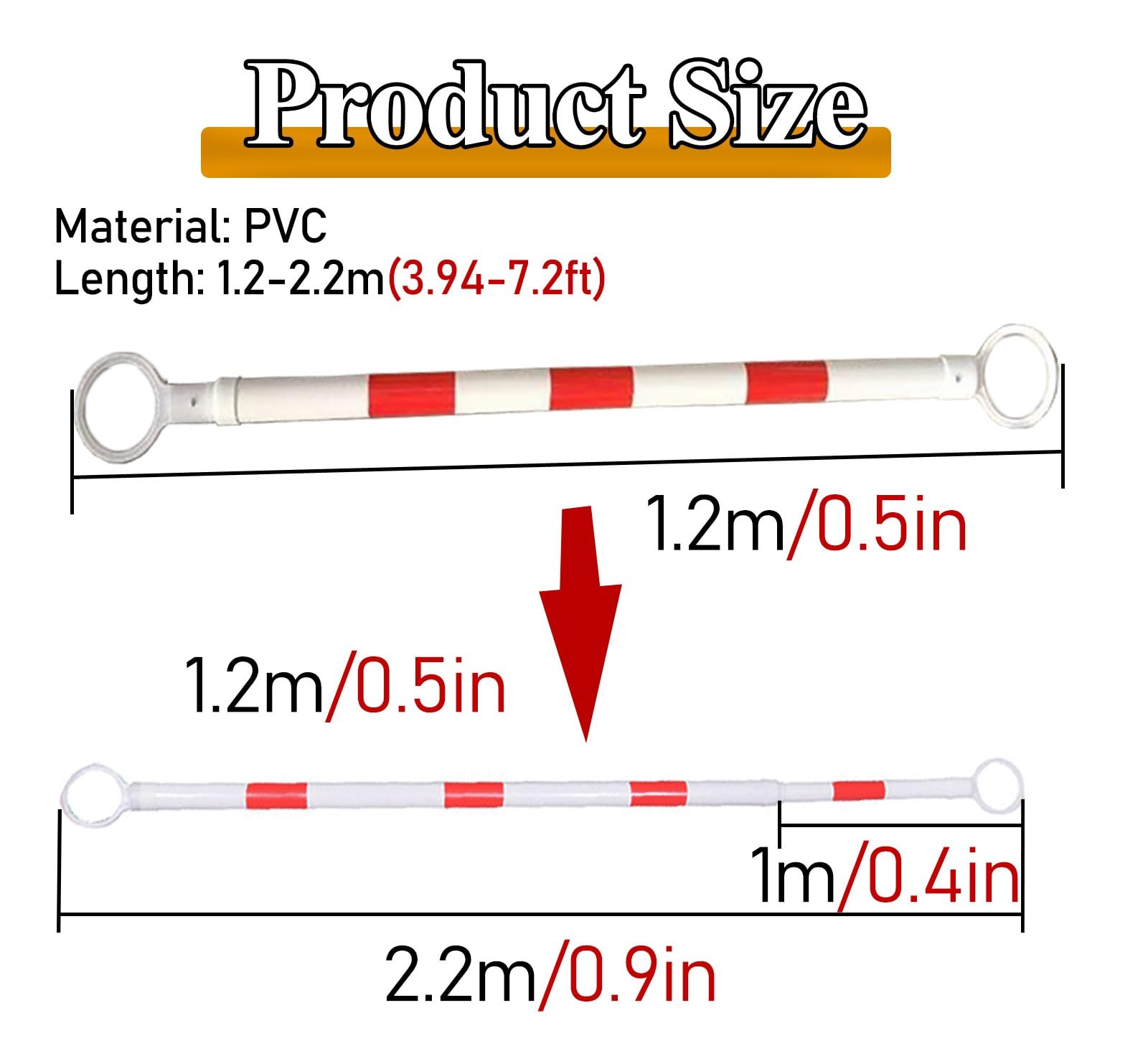 ERRULAN 10pcs Retractable Traffic Cone Bar, Reflective Traffic Cone Connectors Bar, Temporary Crowd Control System for Garage Parking Aid/Drivers Training