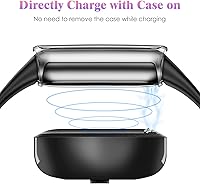 Vista 6 de Fintie Paquete de 4 fundas protectoras de pantalla compatibles con Fitbit Luxe, TPU suave, protector de pantalla completa, negro, oro rosa, 2