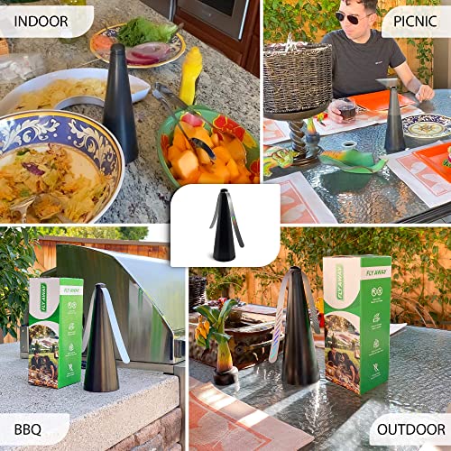 Fly Away - Outdoor Fly Repellent Fan, Outside Or Inside Table Use, Restaurant, Barbeque, Events, Deter Flies, Wasps, Bees, Other Moscas And Bugs Away, Battery Operated, Tabletop, Hanging Hook. #TOP6