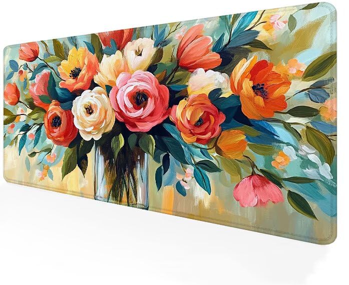 Tapis de souris XXL 700x400mm motif fleur G1-759 avec base en caoutchouc antidérapante pour PC