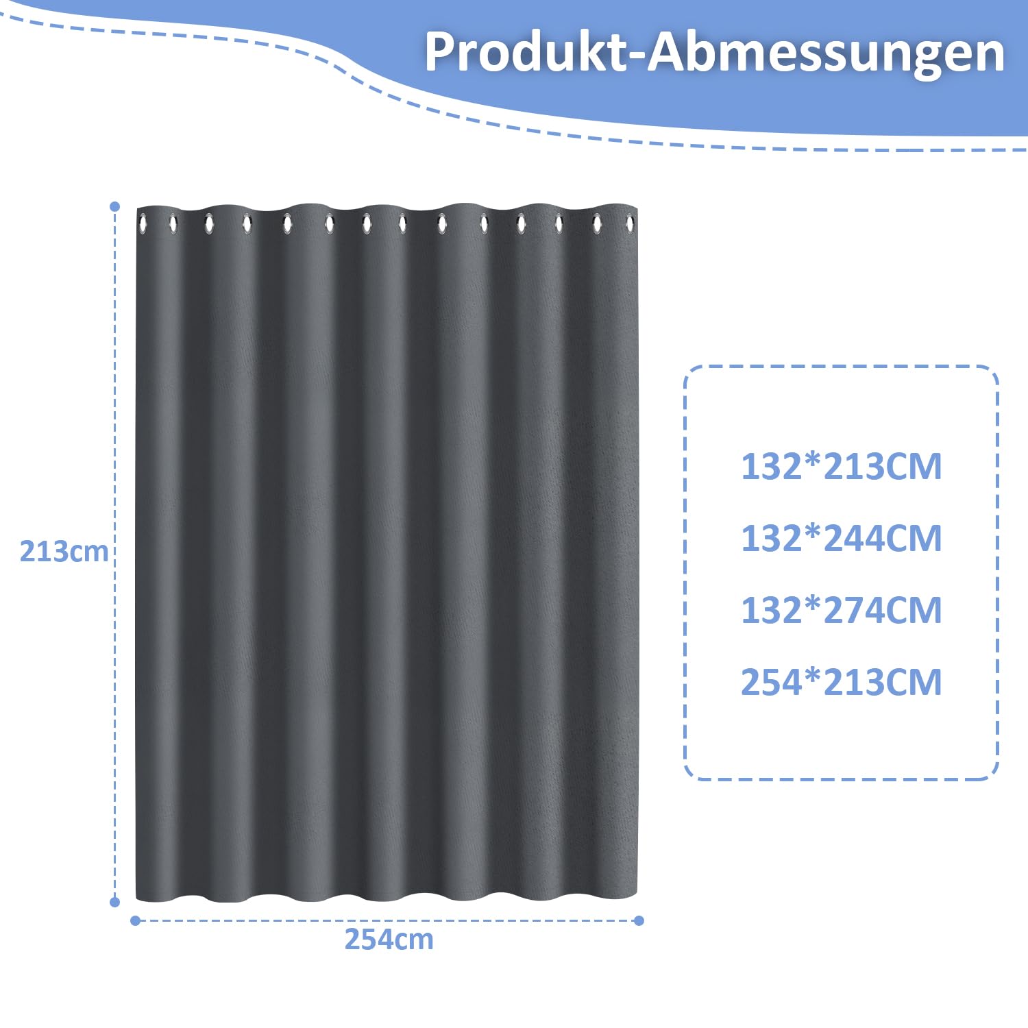 Outdoor Vorhang 254x213cm(BxH), Blickdicht Wasserdicht Wetterfest Outdoorvorhänge mit Ösen, Sichtschutz & Sonnenschutz Outdoor Gardinen, für Balkon Garten Terrasse Pavillon(2 Stück,Grau)