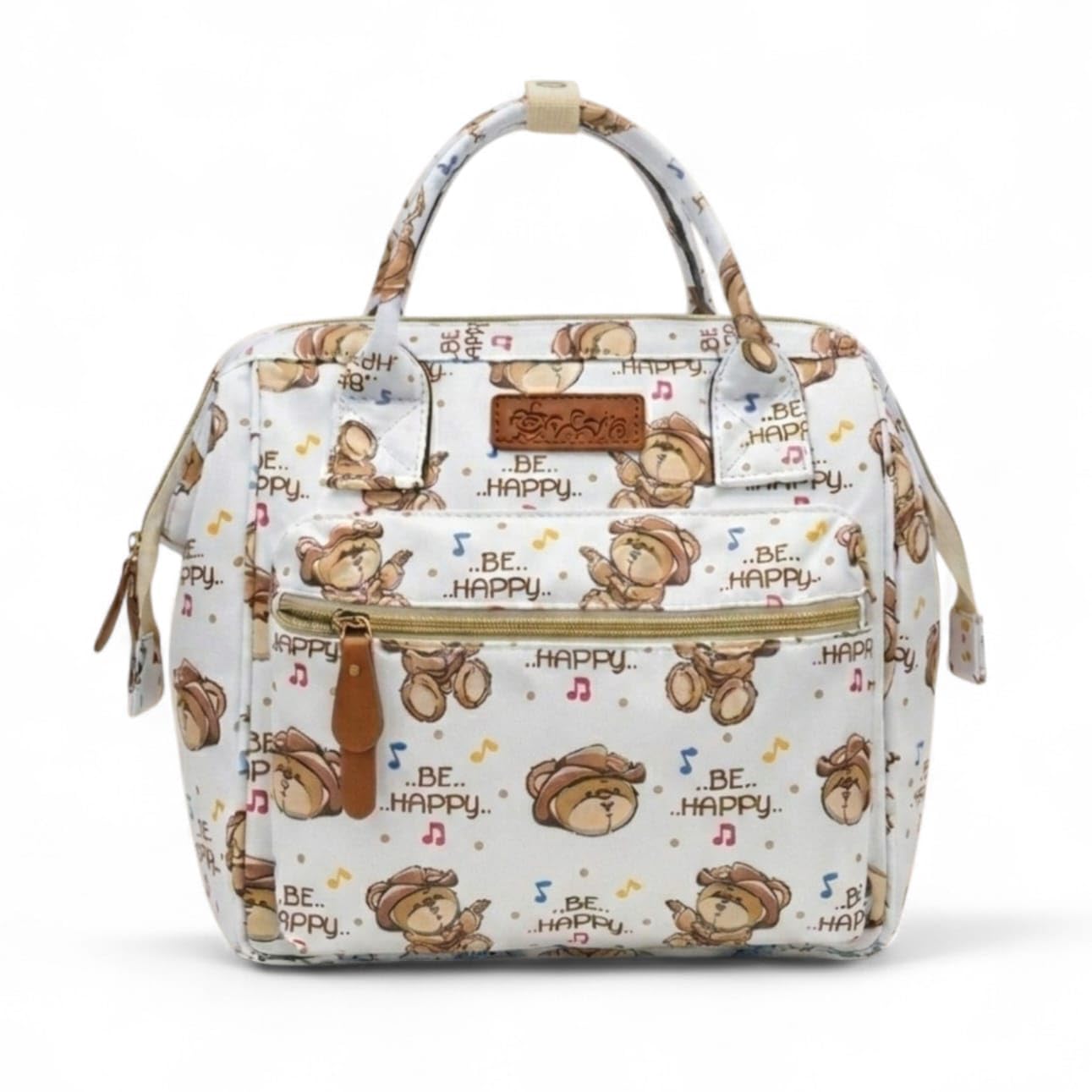Minglekids Baby Diaper Bag Tote with Cute Bear Print, Large Capacity, Waterproof, Lightweight, Insulated Bottle Pockets, Multiple Compartments