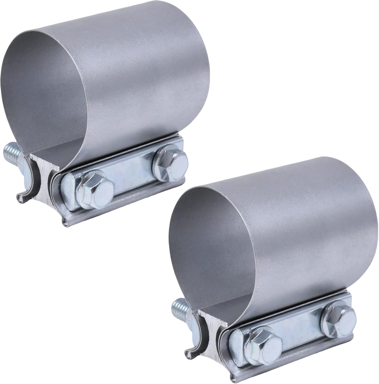 Exhaust Pipe Clamp 3.0 Inch Butt Joint Exhaust Clamp for 3'' OD Pipe with Seal Band Clamp Sleeve 3 Inch Width Aluminized Steel Plate (4PCS)