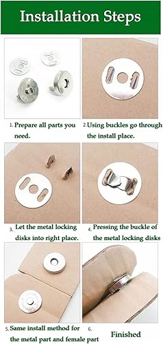 Miniatura 4 de Mini Skater Cierres de botón magnéticos de oro rosa de 0.551 in para proyectos de costura, pequeños bolsos de mano, bolsos de cuero y fabricación de