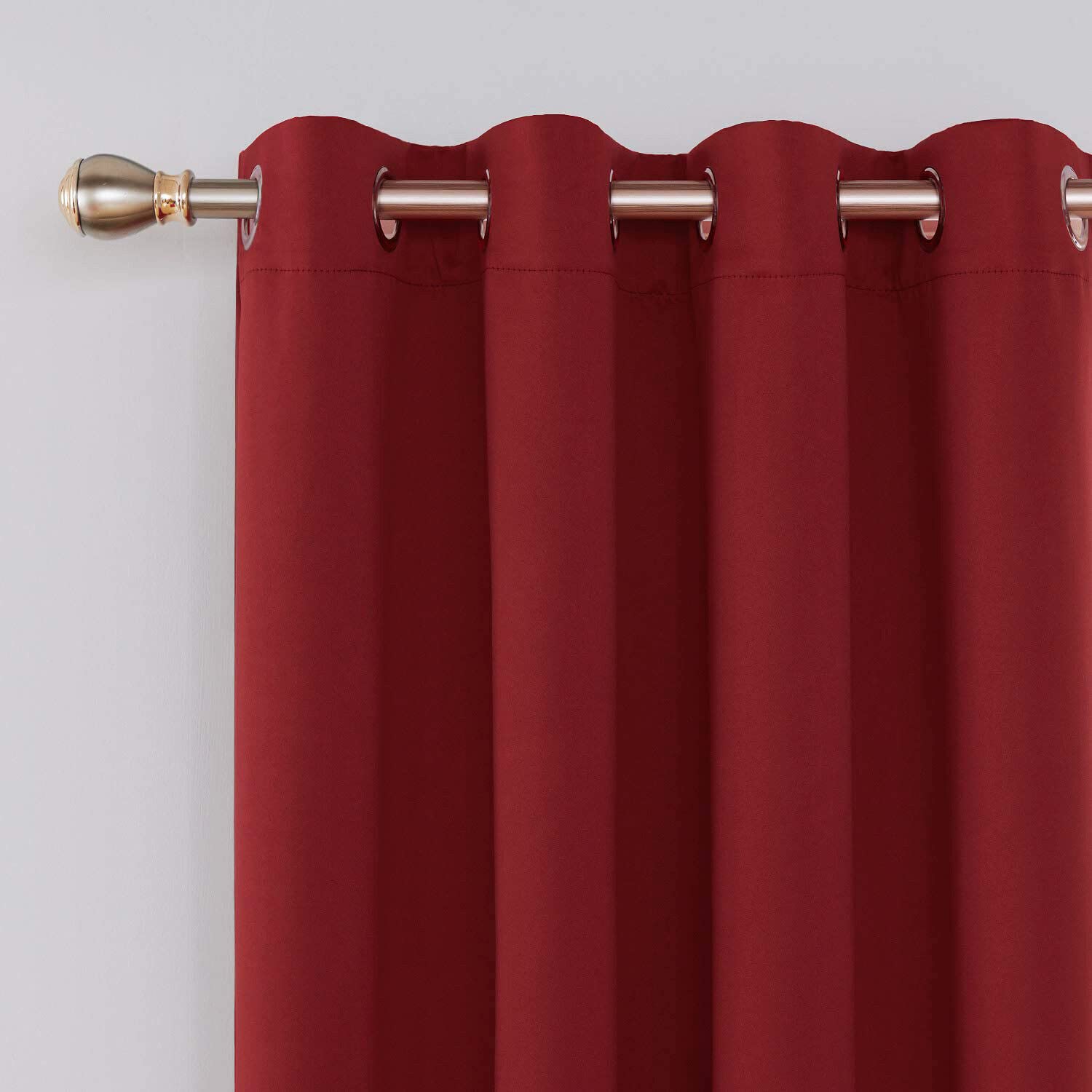 Thermal Thick Blackout Curtains Ring top Eyelet Pair Energy Saving (Red, 90 * 72)