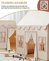 Vista 6 de Tienda de campaña grande para niños con luces de estrellas, banderas y bolsas de mano, tienda de campaña para niños en interiores y exteriores