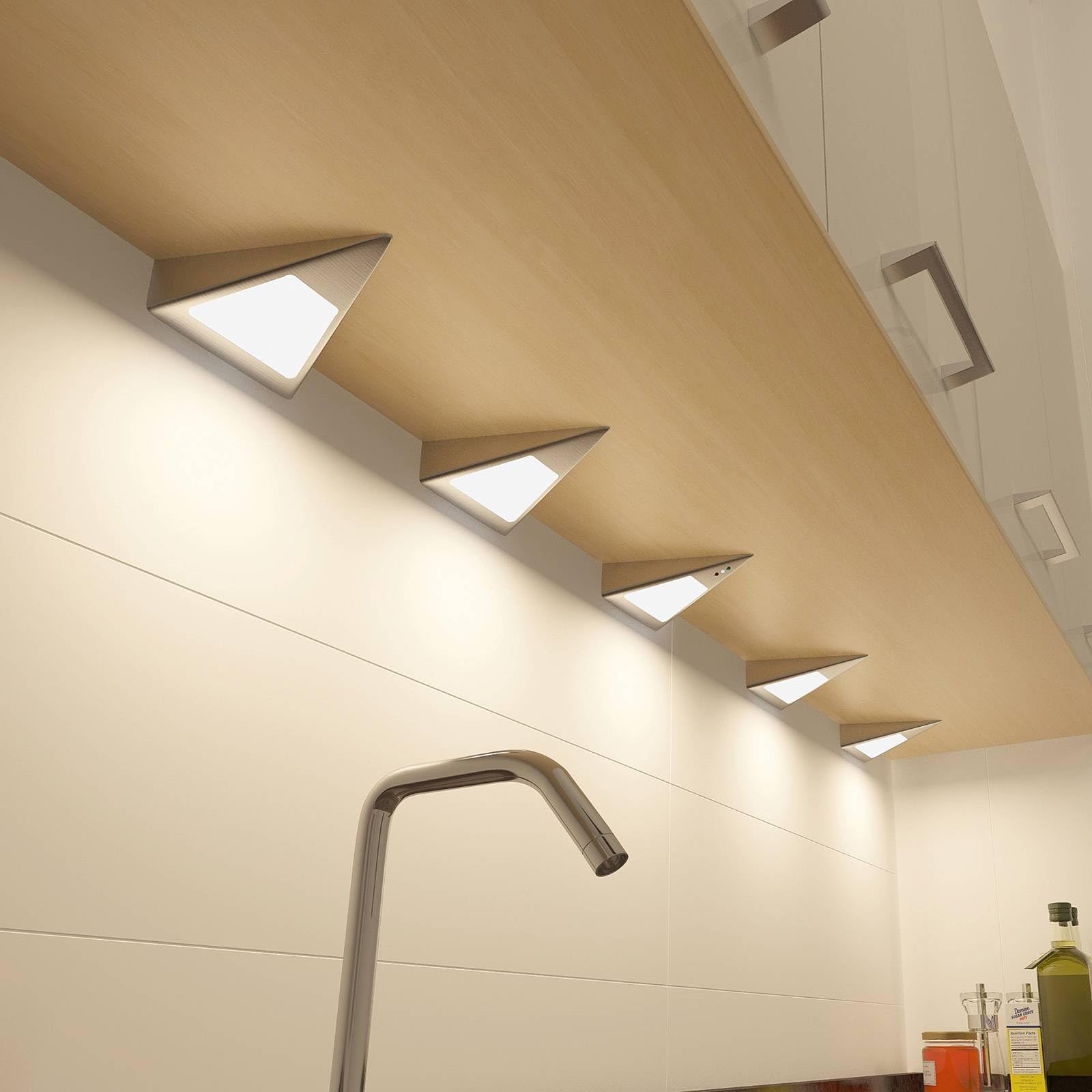 LED Unterschrankleuchten (Unterbauleuchte) Odia dimmbar mit Bewegungsmelder (Modern) in Alu aus Edelstahl (5 flammig,) Wohnzimmerleuchte