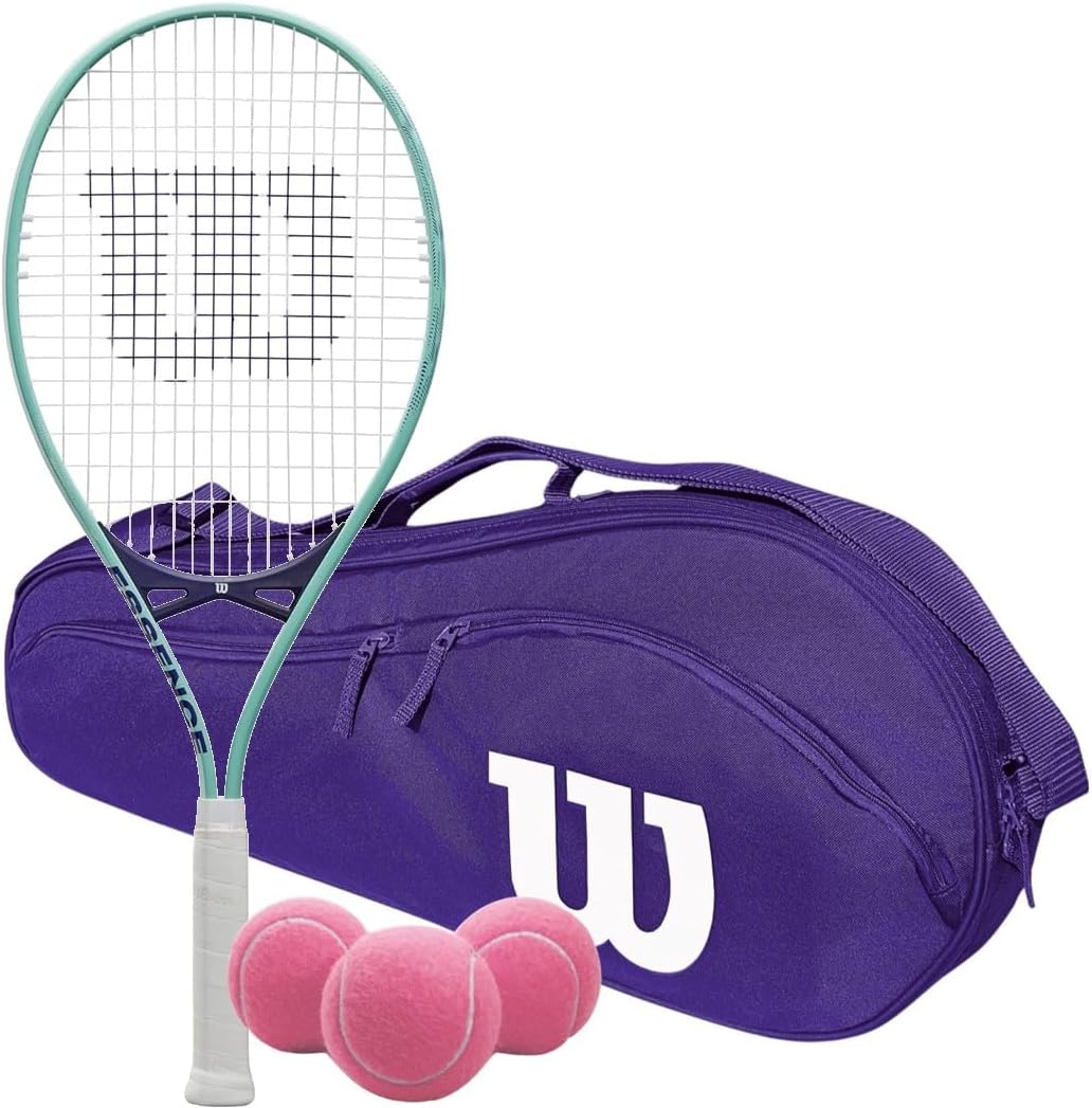 Wilson Essence Tennis Racquet Bundled with a Wilson Advantage 2.5 Tennis Bag – Optional Accessories