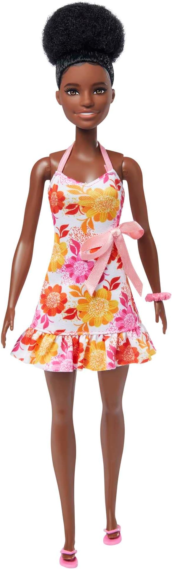 Loves the Ocean Doll with Natural Black Hair Wearing Pineapple Dress & Accessories, Fashion Doll & Clothes Made from Recycled Plastics