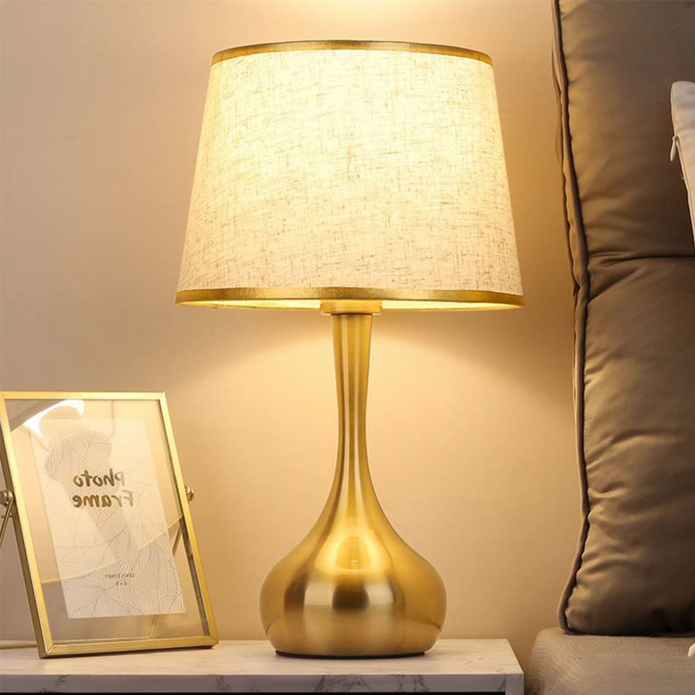 Mengjay Lampada da Tavolo Salotto,E27 Paralume in Tessuto Lampada da Scrivania,pulsante interruttore, per camera da letto ufficio soggiorno illuminazione decorativa (lampadine non incluse) (A)