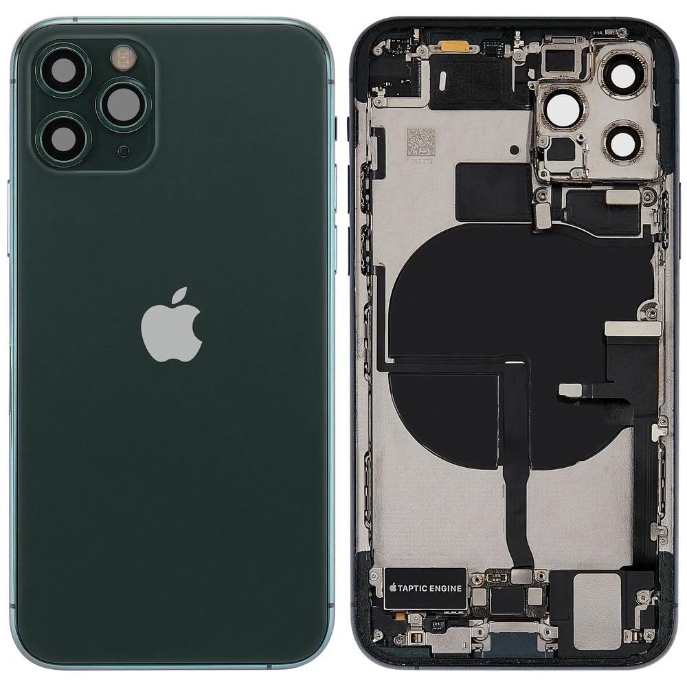 Mobile TM Compatible avec Back Housing W/Charging Port Flex & Small Parts for iPhone 11 Pro (Used OEM Pull: Grade C) (Matte Midnight Green)