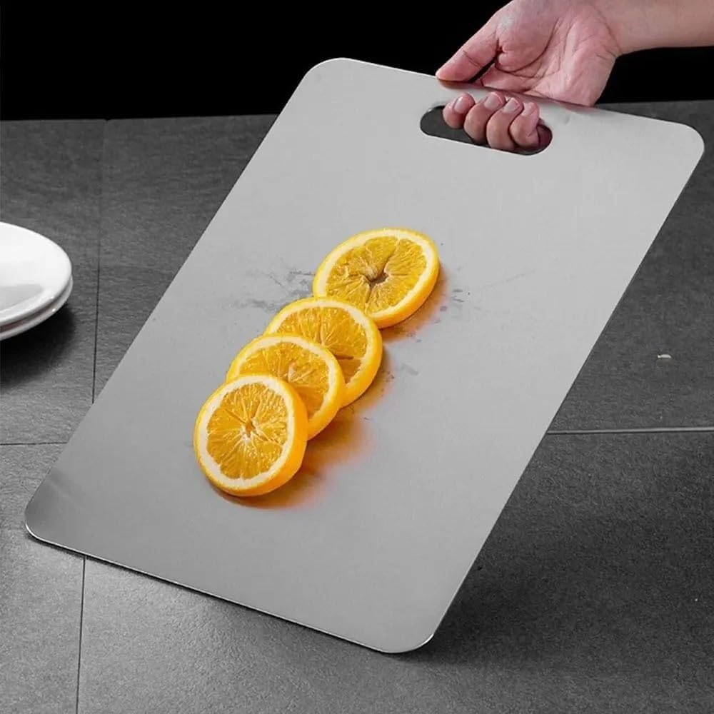Tabla De Cortar Tablas De Cortar Tabla Acero Inoxidable Cocina Engrosada Doble Cara Bloque Amasar Antibacteriana(46x30cm)