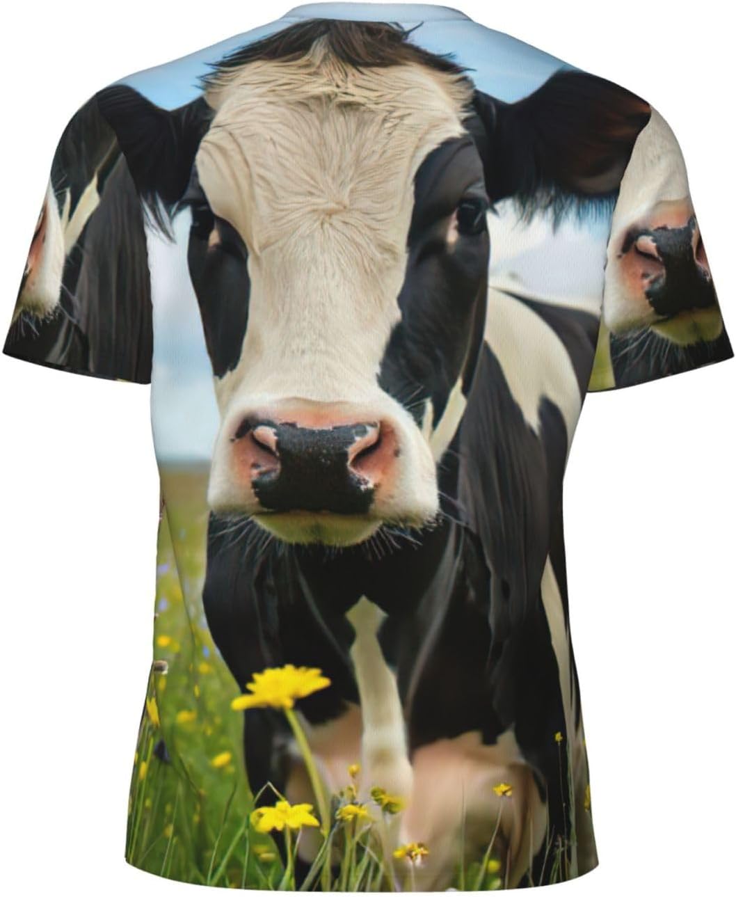 Dairy Cow Print Mens Short Sleeve Mesh T-Shirt Breathable Athletic Gym Running Casual Sports Wear