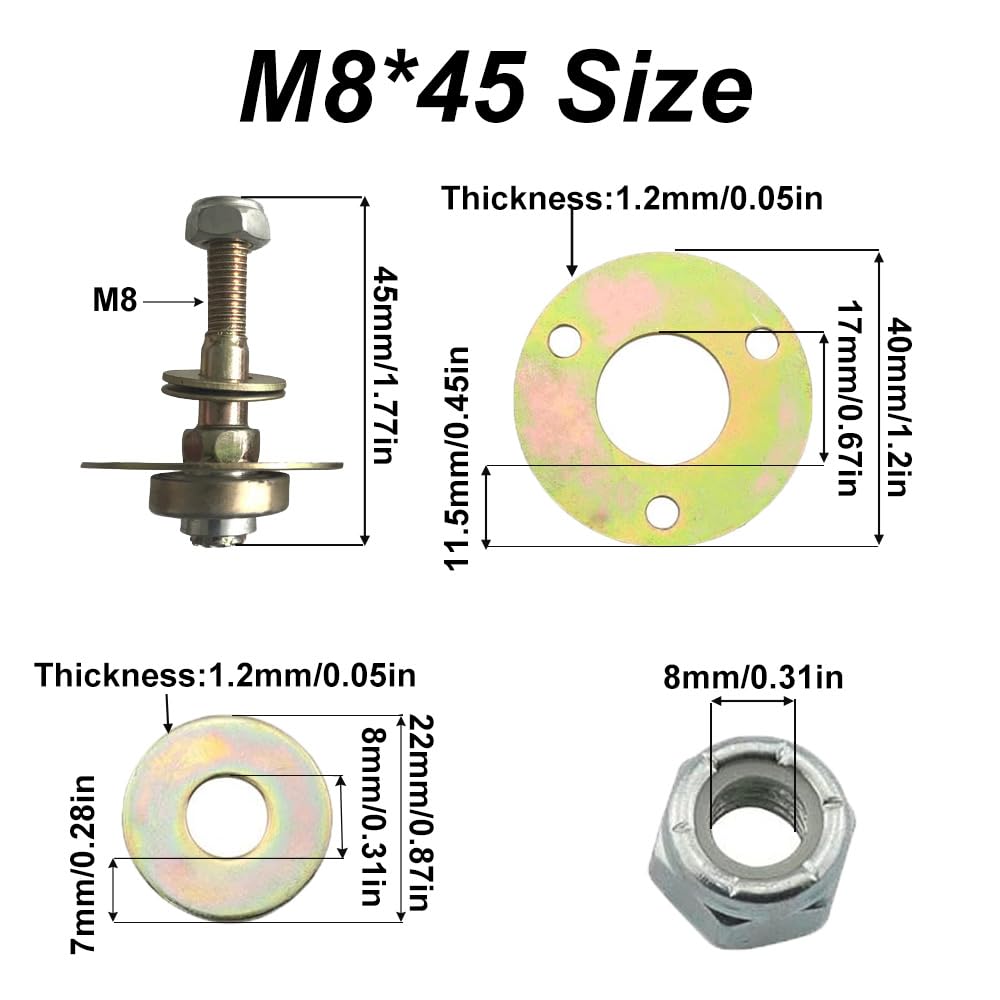 SEIWEI 4 Pcs Schaukelstuhl Lager Drehstuhl Lager für Schaukelstuhl Mechanische Zubehör(M8*45)