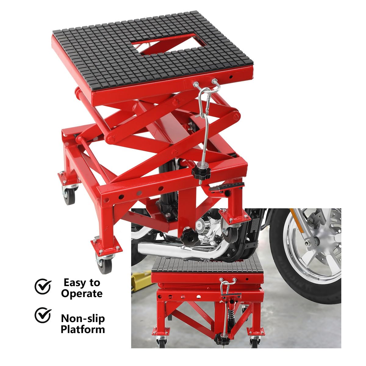 Boden Getriebeheber 158kg Höhe 350-905 mm mit Vier Hochbelastbare Lenkrollen, Floor Transmission Car Jack for Lifting Lowering Gearboxes