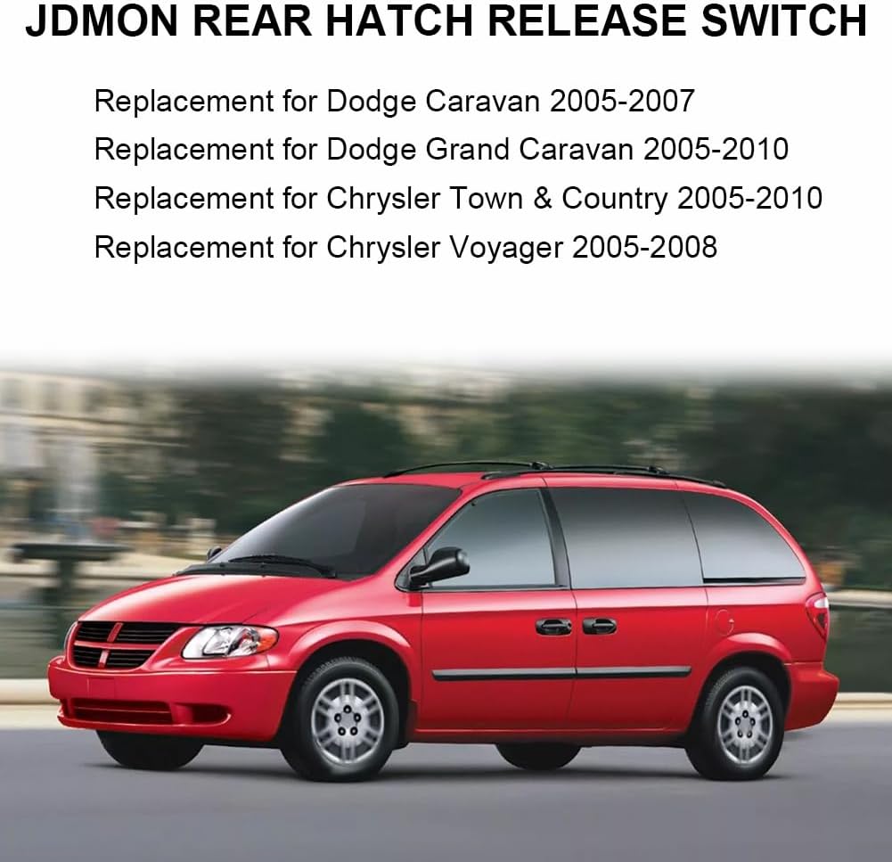 JDMON Rear Hatch Release Switch Replaces 901-470 5019203AA Replacement for Dodge Caravan Chrysler Voyager 2005-2007, Grand Caravan Town & Country 2005-2010 Liftgate Tailgate Trunk Lid Open Button