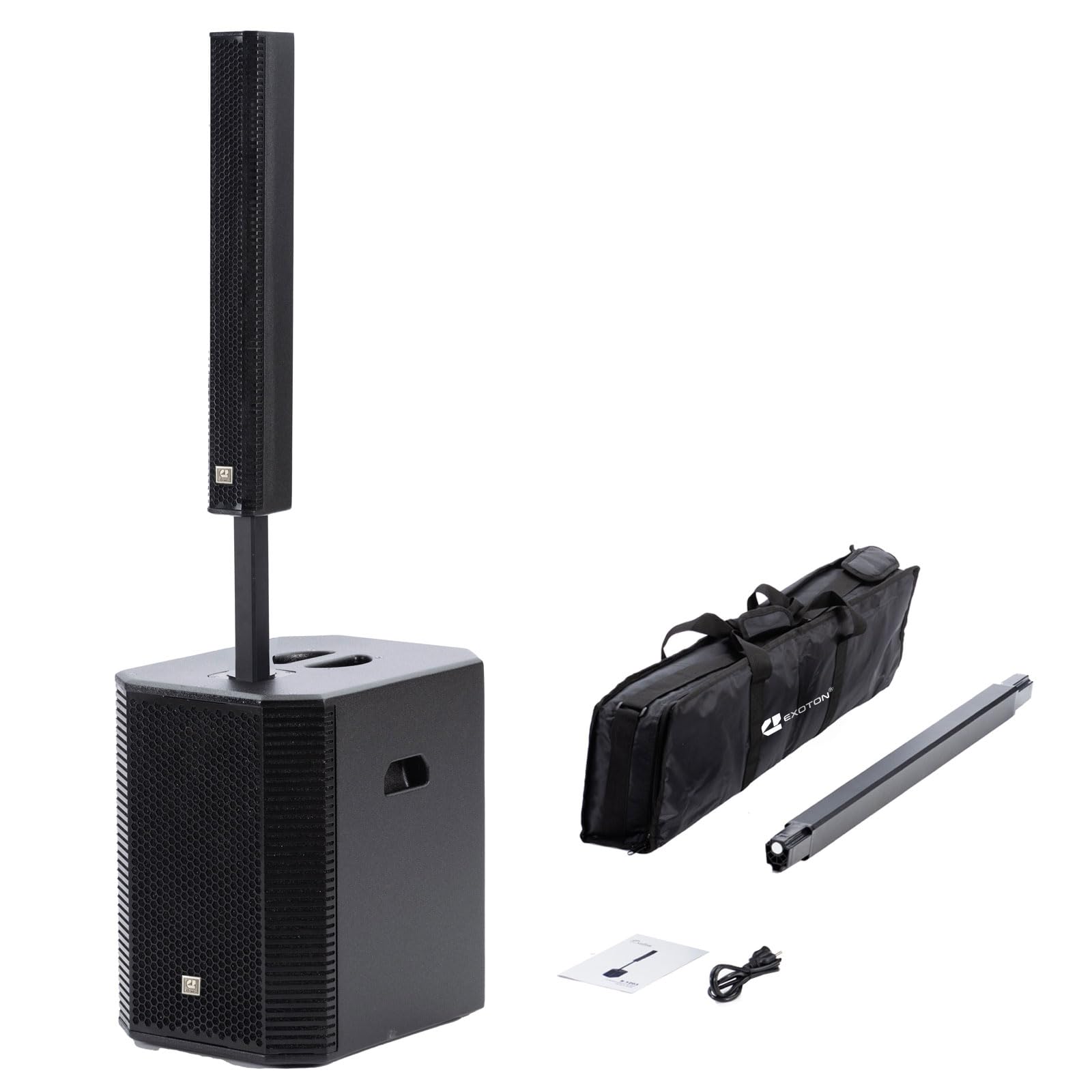 EXOTON S-1503 Line Array Column DJ System with 15" Powered Subwoofer - 2000W, 125dB SPL (Upgraded Version:Silver Logo + Non-Slip Machine Foot Pads)