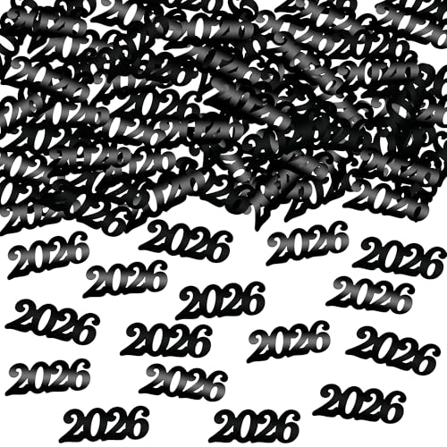 Image of KatchOn, Shiny Black Grad Confetti 2026 - Pack of 500 | Graduation Confetti Class of 2026 Decorations | 2026 Graduation Decorations | Prom Decorations 2026