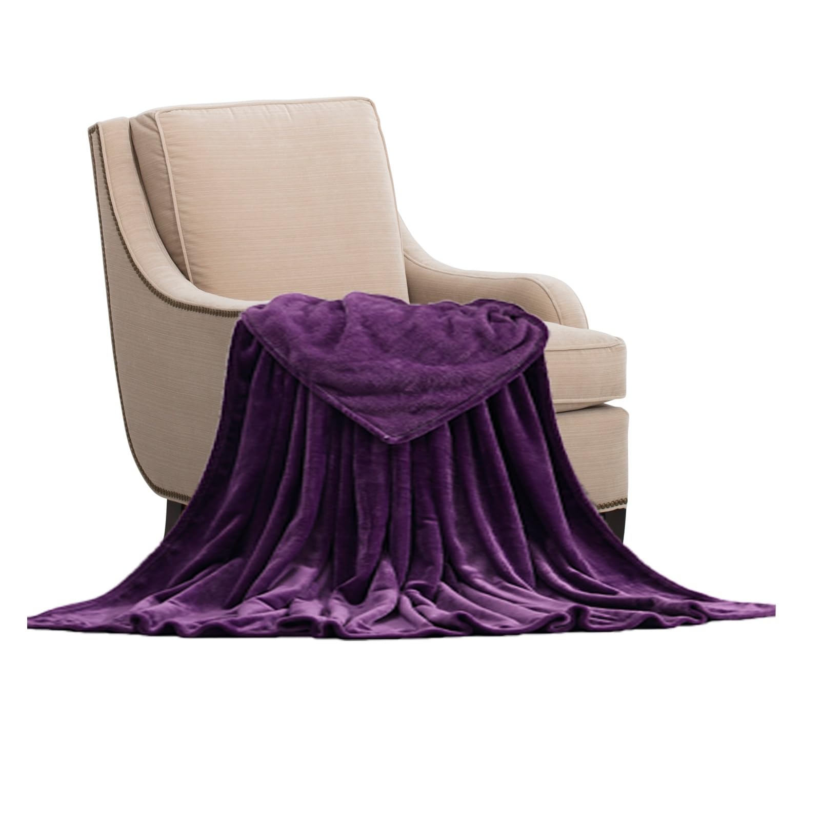 STGAO Throw 50 x 70 cm All Season Fleece Blankets Flannel Blanket for Bed and Couch Throw,Sofa Settees, Couch Home Decor, Dark Purple