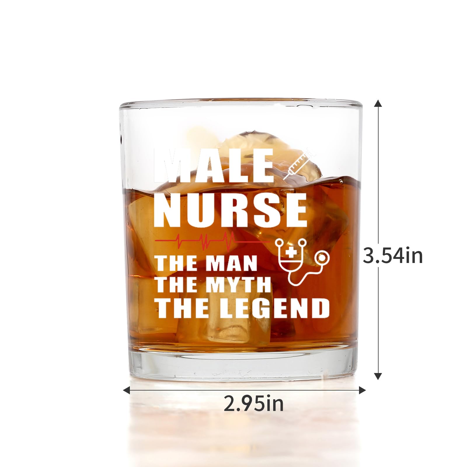 Jogskeor Male Nurse Whiskey Glass, 10oz The Man The Myth The Legend Engraved Rocks Glass, Unique Funny Gift for Male Nurses, Doctor, Medical Staff, Birthday Christmas Gift