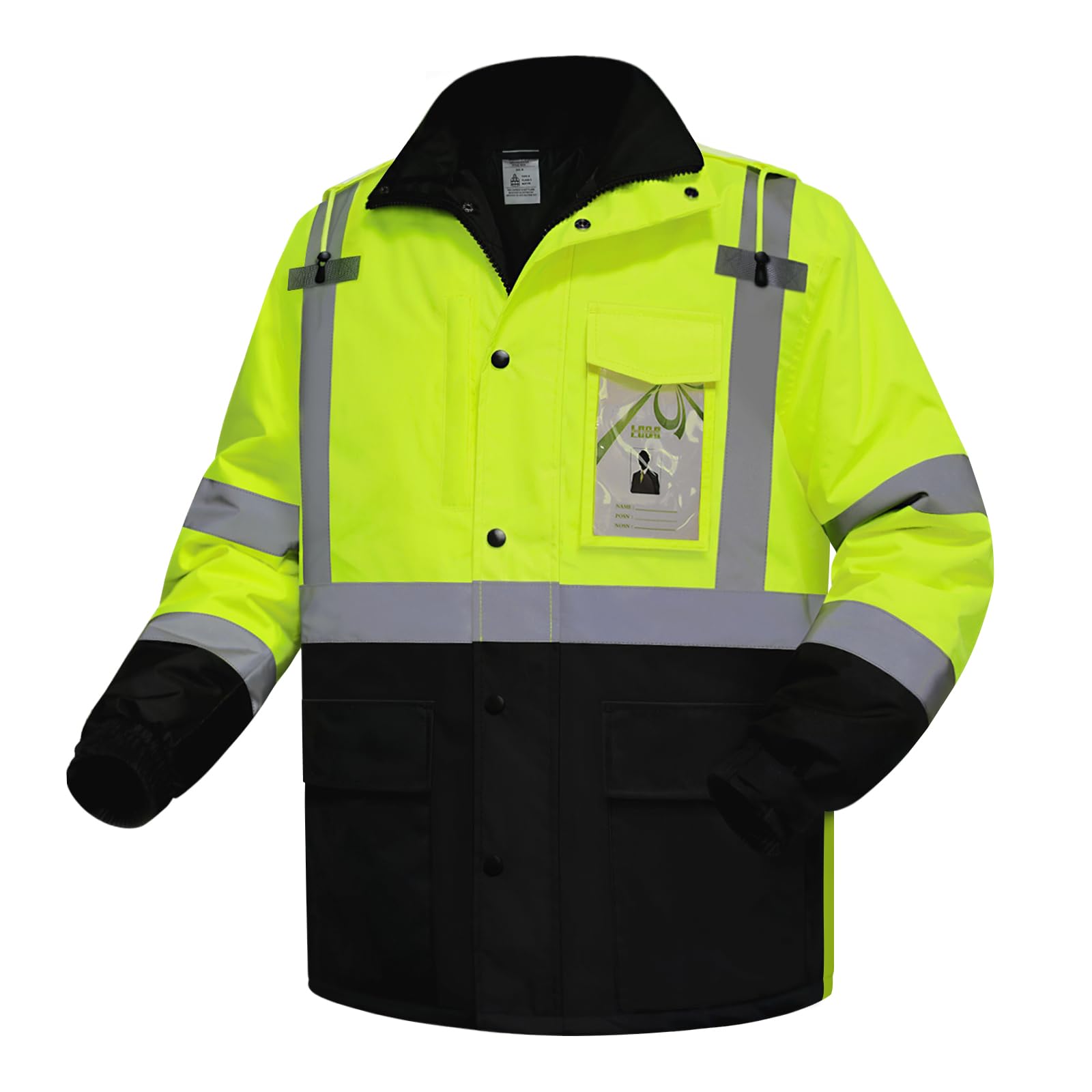 Uno Mejor Hi Vis Jackets for Men, Safety Jackets for Men& Women, Reflective Coat with Pockets for Cold Weather, Waterproof High Vis Rain Coat, Class 3