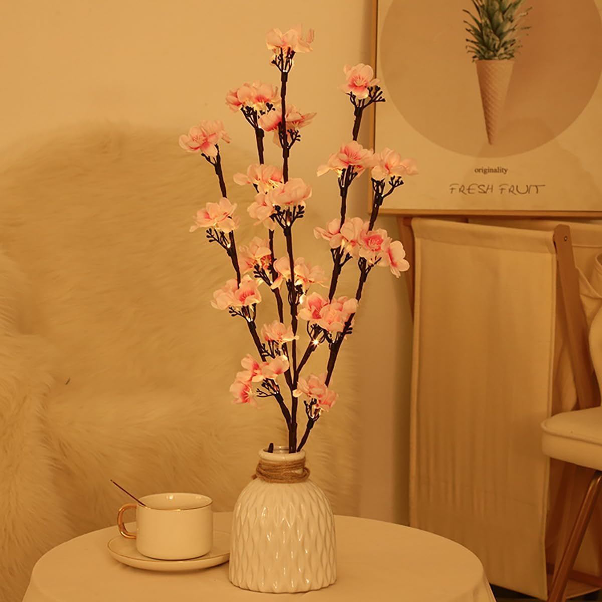 Ulalaza 70cm 2 Branches 40 LED Bulbs Twig Lamp Battery Operated LED Lighted Willow Branches Vase Fillers Use for Christmas Home Party Decoration Indoor Outdoor