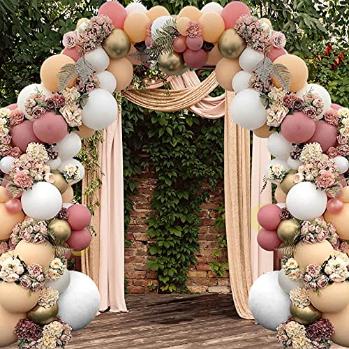 NeuWook Luftballon Girlande, 105 Stück Macaron Weiß Beige Ballons mit Ballonkette und Punktkleber, Ballonbogen Kit für Hochzeit Geburtstag Baby Shower Graduation (Beige + Weiß + Bohnen Paste + Gold) Cover