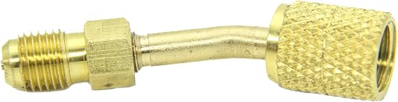 Mini Split Adapter, R410A Adapter, R-410a Refrigerant Adapter, 5/16In SAE Female Quick Couplers to 1/4In SAE Male Flare, 45 Degree Charging Vacuum Adapter, R410a Manifold Gauge Set, (2 Packs)