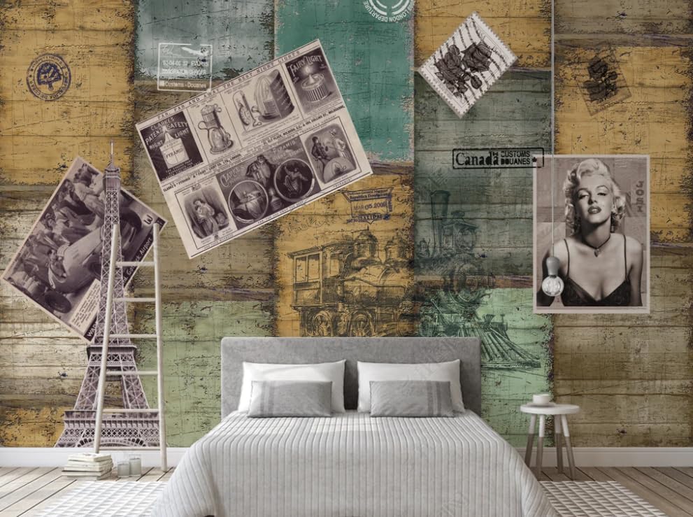 Papier peint intissé rétro haute finition de 250x175cm pour décoration murale chic