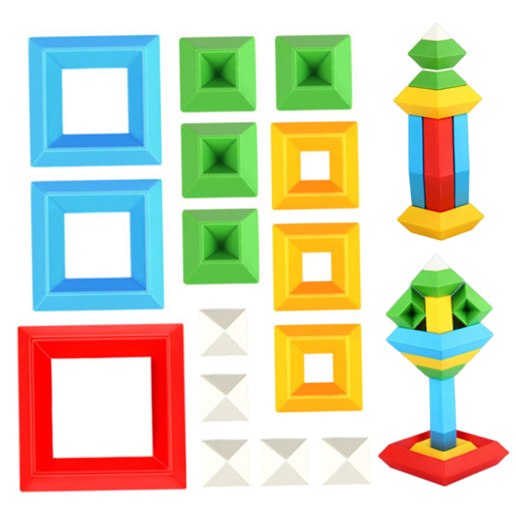 Jouets empilables éducatifs en blocs de construction | 45 pièces de couleur vive pour enfant - 8