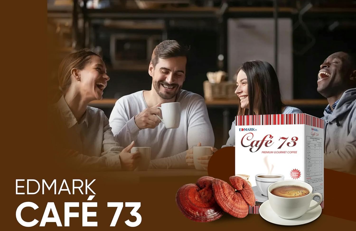 SANS SUCRE AVEC EXTRAIT DE GANODERMA Café 73 par Edmark Malaisie 12g × 20 sachets