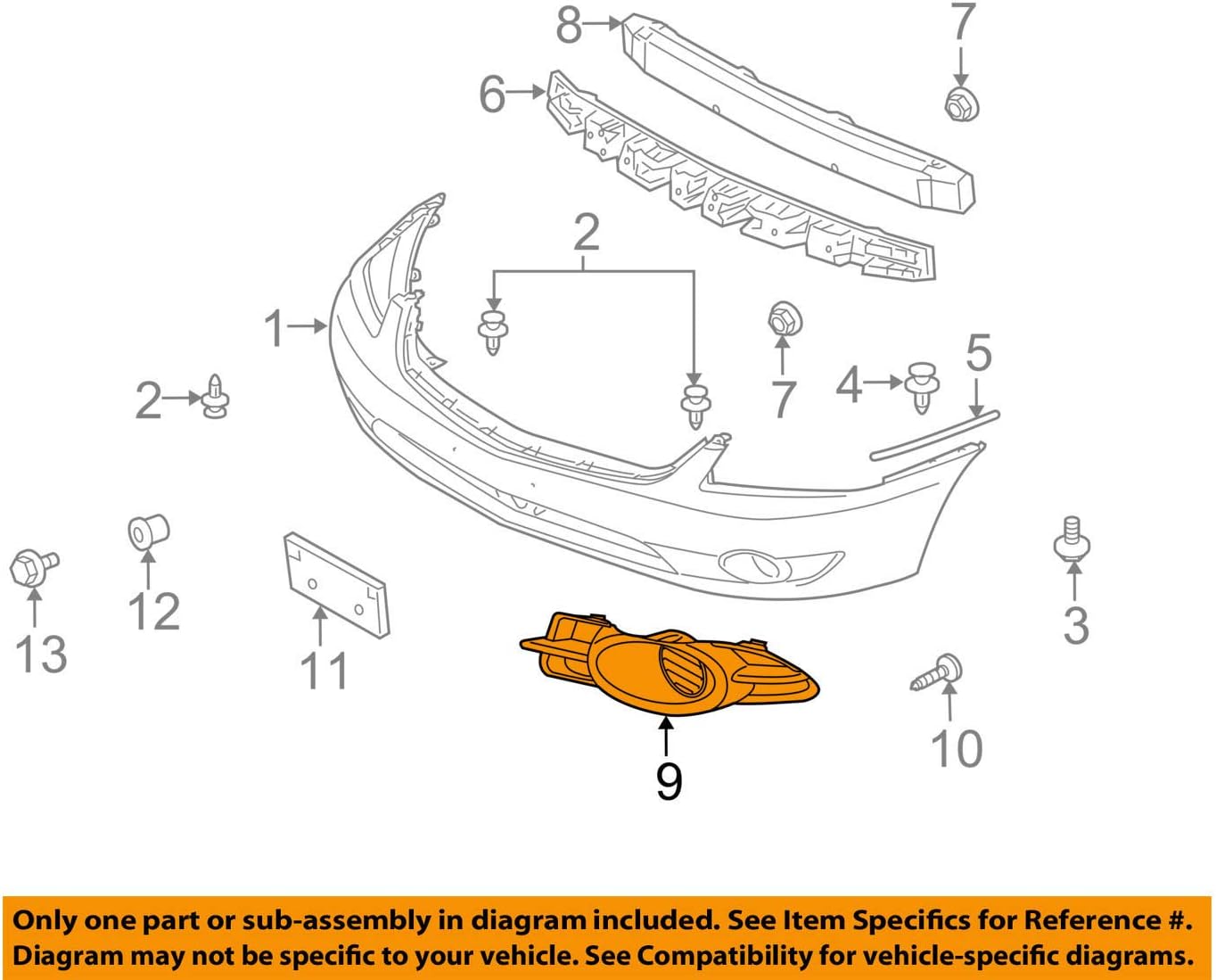 Genuine Mitsubishi Fog Light Bezel Surround 8321A171 LH Driver Side Galant 2008 2009 2010 2011 2012