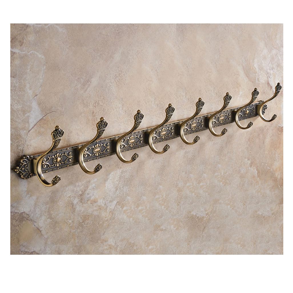LMYSXAOZ Vintage Metal Coat Rack Wall Mount, Aluminum Thickened Hooks Hanging Rail Clothes Towel Racks for Bathroom Entryway Bedroom Behind The Door 8hook