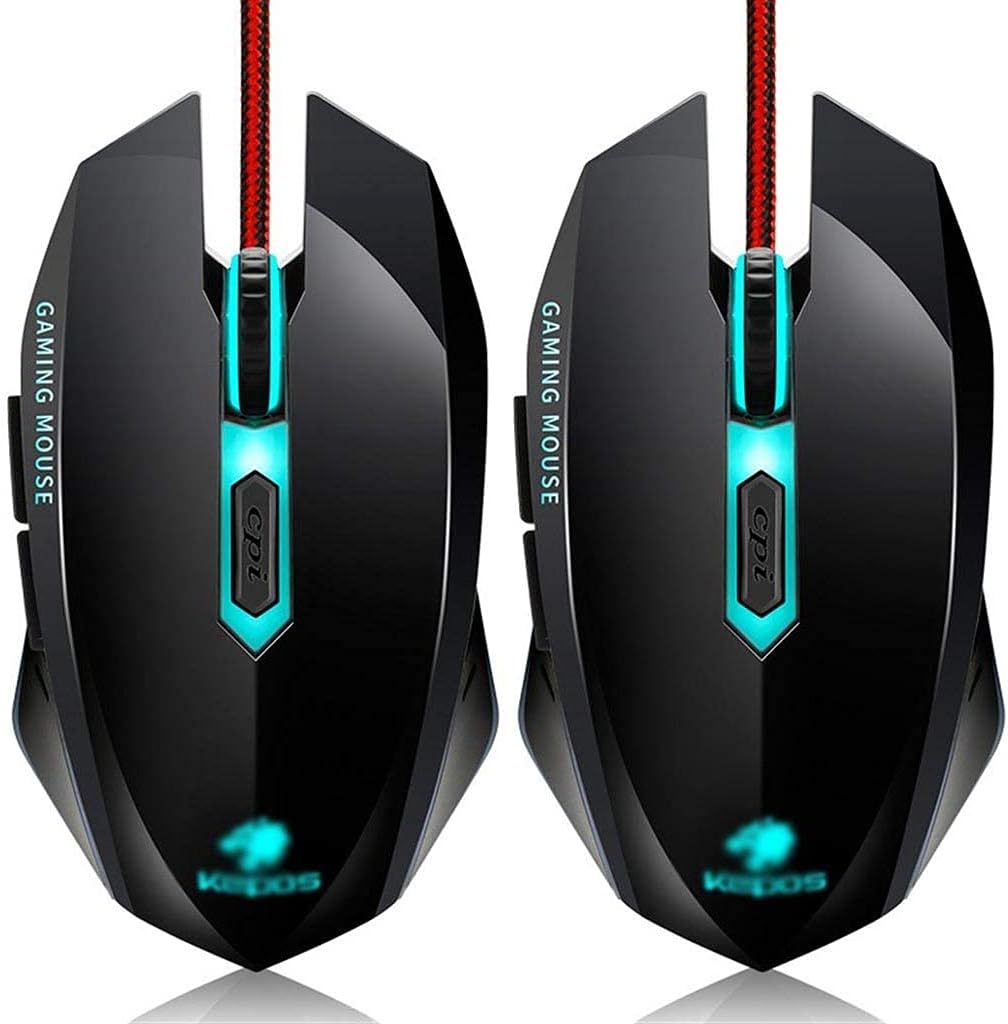 DAGUAI Mice Wired Gaming Mouse USB Mechanical Computer Mice FEEL 3200 DPI 7.Mechanical Buttons RGB.Backlit Lights for Pc Gamer Pack of 2 (Color: Black)