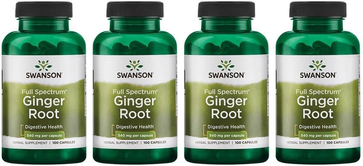Swanson Full Spectrum Ginger Root 540 mg 100 Caps (4 Pack)