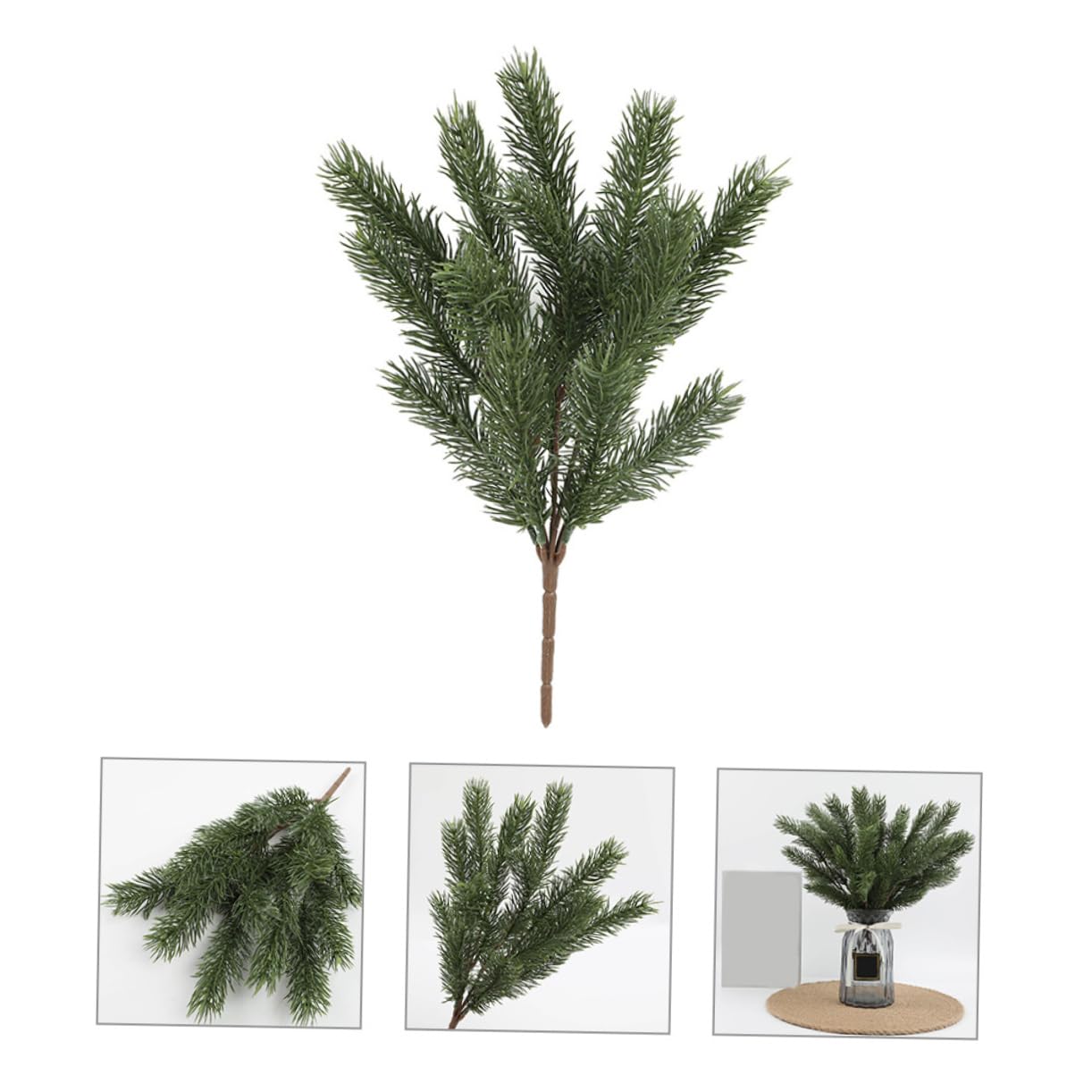 Zerodeko 2 Sätze Künstliche Tannennadeln Grün Künstlicher Tannenzweig Gefälschte Pinienpicks Künstliche Kiefernnadeln Groß Weihnachtszweigdekorationen Baum Laub Klein Green Pu 3 Stücke * 2