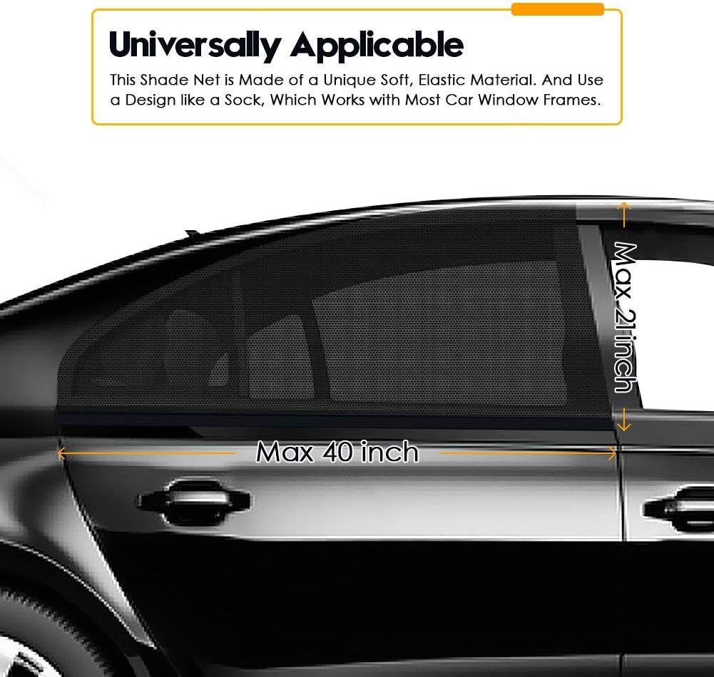 Amazon カーウィンドウサンシェード ユニバーサルフィット ほとんどの車 赤ちゃん Suv 後部窓 サン バグシールド ロードトリップ キャンプ 通気性メッシュ 100 カバー 車のサイドウィンドウ 2パック サイドバイザー 車 バイク