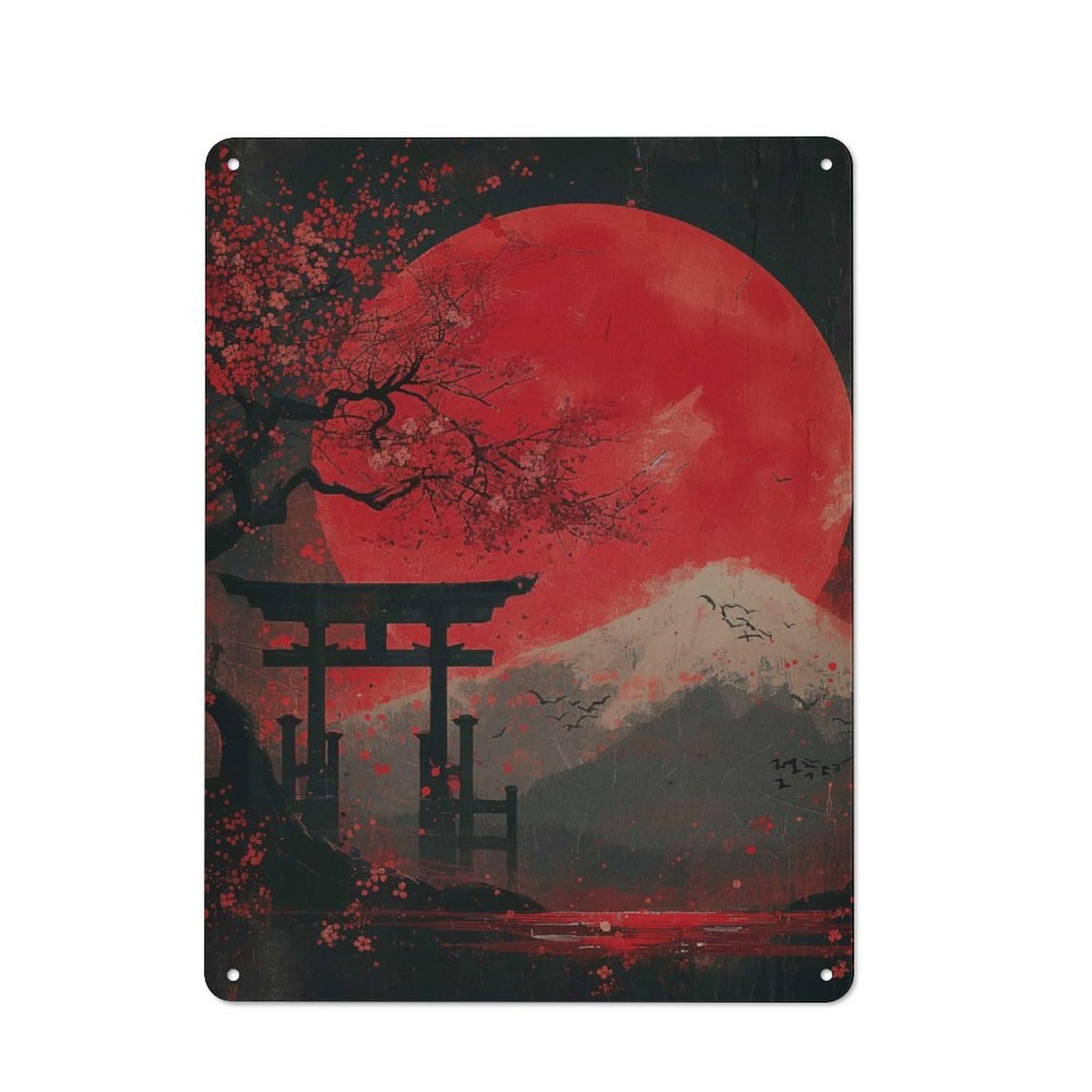 Junmoney Japanese Cherry Blossoms Metal Wall Sign 40X30cm Featuring For Garage Or Workshop, For Garage, Workshop And Man Cave Decoration