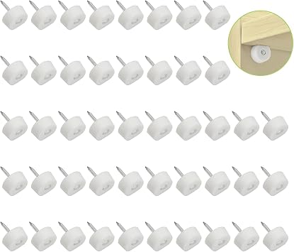 Shelf Pegs, 50Pcs Plastic Glass Wood Shelf Holder Pins Heavy Duty Shelf Support Bookshelf Pegs Shelf Bracket Nail Holder for Cabinet, Showcase, Bookcase White
