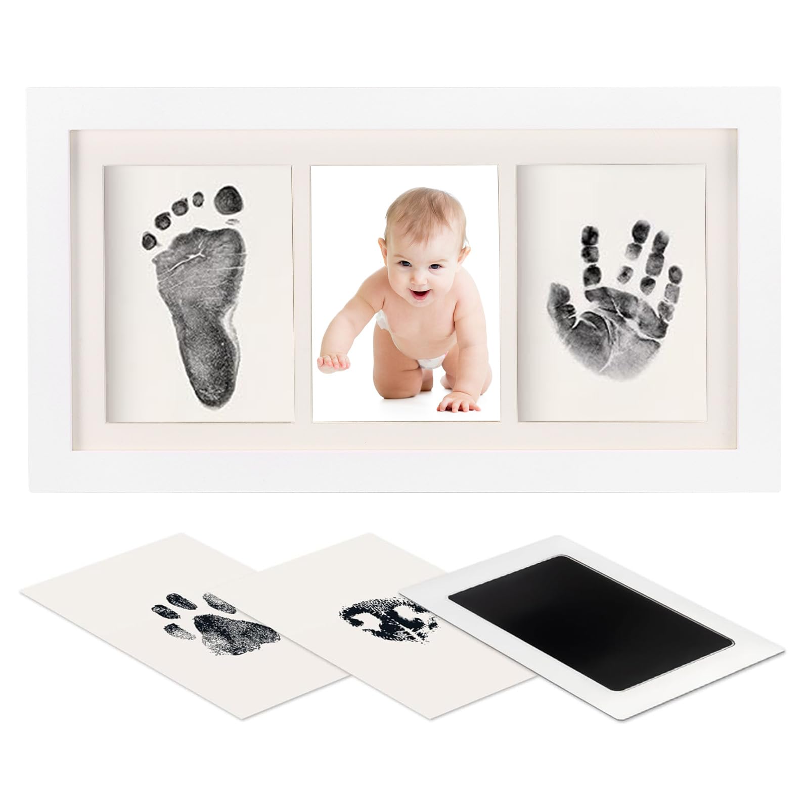 Baby Hand and Footprint Kit, Keepsake Photo Frame, Baby-Safe Clay, Baby Shower Gifts Photo Frame for Newborn Boys & Girls Newborn Gift Picture Frame for Baby Registry
