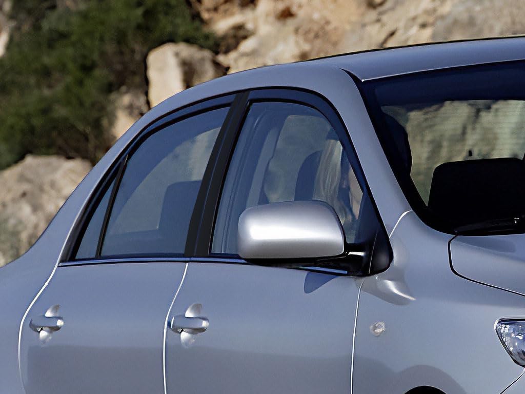 Rvinyl Pillar Post Pre Cut Window Trim Kits in Matte Black Compatible with Toyota Corolla 2003-2008 - Adhesive Backs