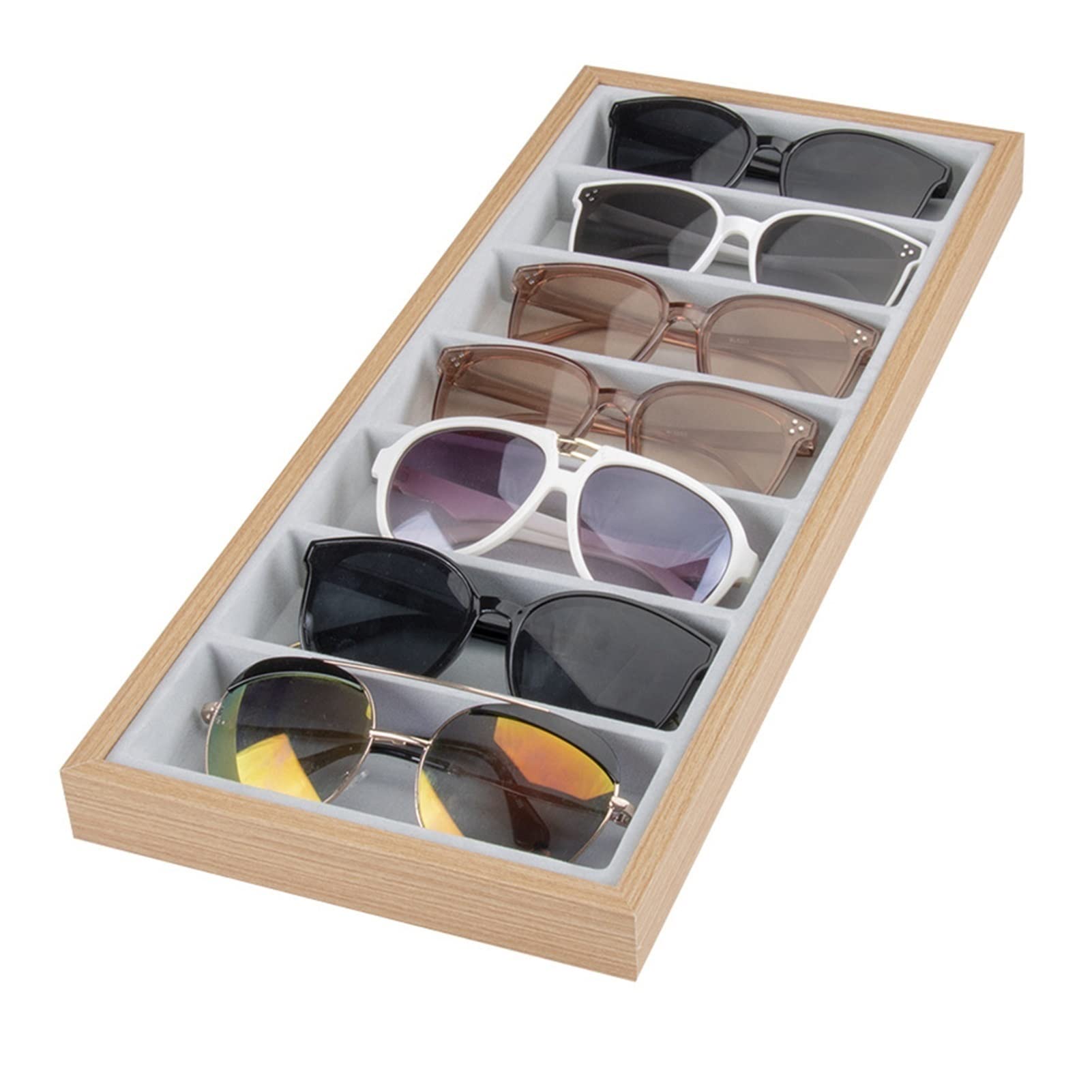 Organisateur de Lunettes de Soleil Lunettes de Soleil 7 Grille Boîte de Rangement Organisateur Lunettes Affichage Support de Support Armoire de Rangement pour Lunettes de Soleil(A)