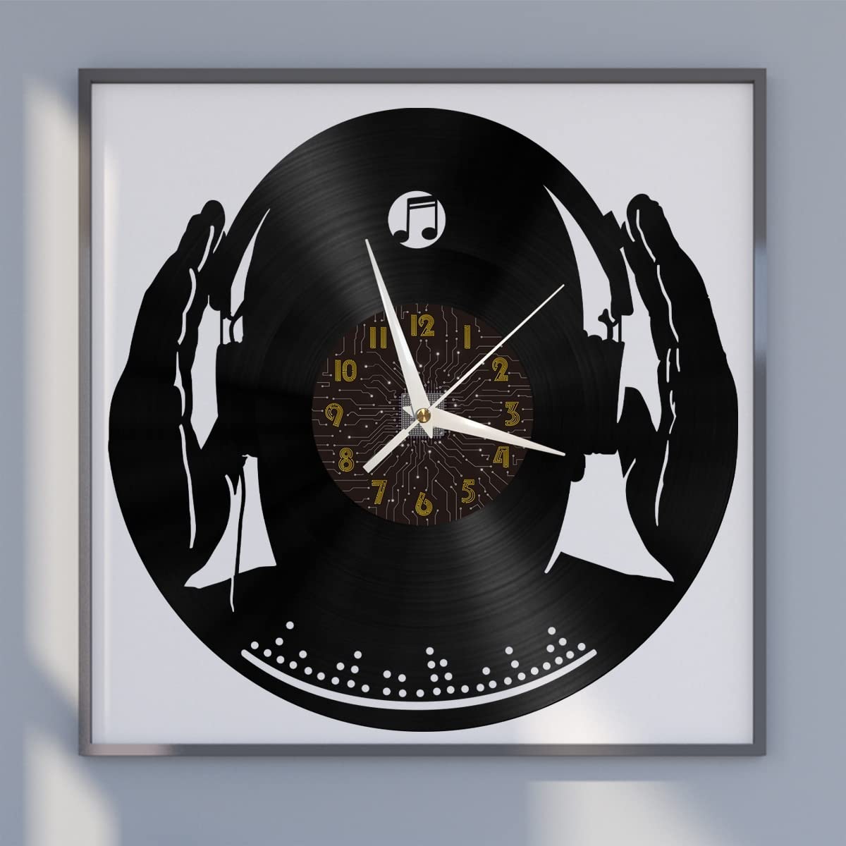Horloge murale en vinyle Feel The Music pour décorer la cuisine et la maison vintage