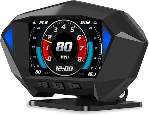 Velocímetro digital OBD2, pantalla universal para coche HUD con velocidad MPH, tacómetro, resolución de problemas, función de advertencia de mejora,